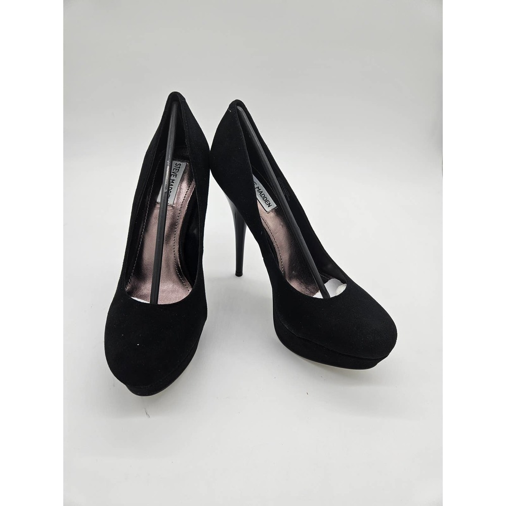 New Ladies Steve Madden Black Suede Platform Heels Size 10